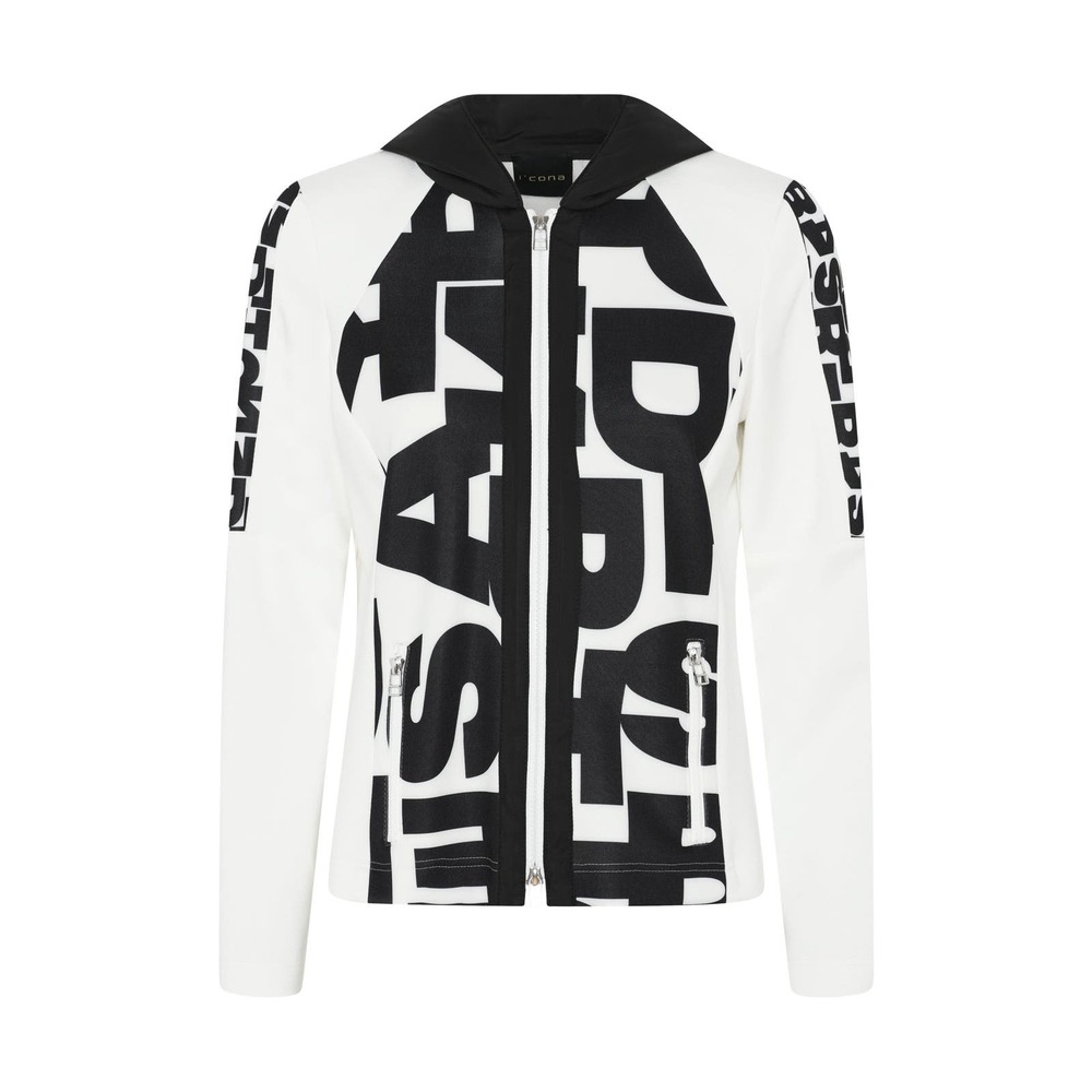 Women's Hooded Jacket Size 14 I'CONA Athleisure Ivory Double Zipper NWT